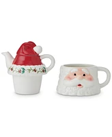 Winterberry Santa Teapot & Tea Mug for One