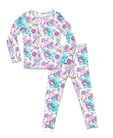 Bellabu Bear Toddler| Child Unisex Comic Purple Set of 2 Piece Pajamas