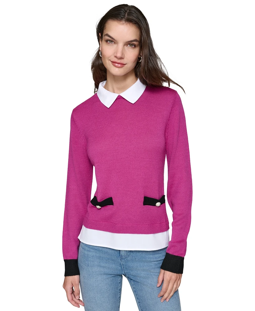 Karl Lagerfeld Paris Women's Layered-Look Sweater, Regular & Petites