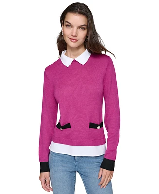 Karl Lagerfeld Paris Women's Layered-Look Sweater