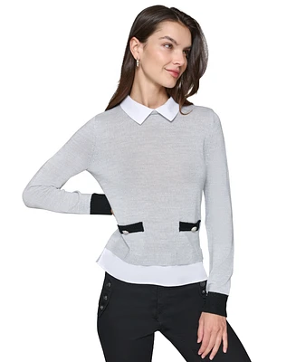Karl Lagerfeld Paris Women's Layered-Look Sweater