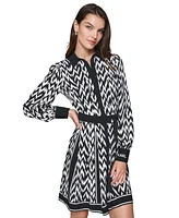 Karl Lagerfeld Paris Women's Herringbone-Print Shirtdress