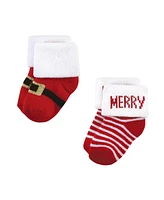 Hudson Baby Baby Boys Unisex Baby Cotton Rich Newborn and Terry Socks, 12 Days Of Christmas, 12-24 Months