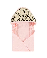 Hudson Baby Infant Girl Cotton Animal Face Hooded Towel, Cheetah, One Size