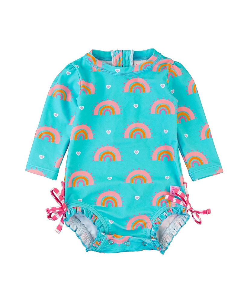 RuffleButts Baby Girls Long Sleeve One Piece Rash Guard