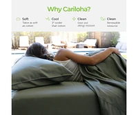 Cariloha Retreat 4-Piece Sateen Sheet Set | White | King | Lyocell Material | Breathable, Corner Straps, Extra soft & Cooling