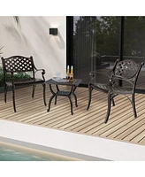 Vebreda Cast Aluminum Dining Chairs Set of 2 with Patio Chairs Armrests Flower Pattern