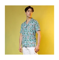 Campus Sutra Men's Sky Blue Foliage Shirt
