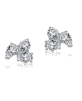 GiGiGirl Sterling Silver Cubic Zirconia Triple Cluster Stud Earrings