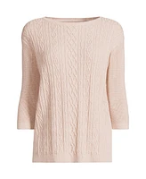 Lands' End Women's Drifter Cotton Cable Stitch Sweater