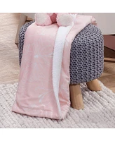 Lambs & Ivy Petals Pink/White Floral Fleece Faux Shearling Soft Baby Blanket