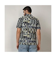 Men's Sky Blue & Lemon Yellow Bohemian Shirt