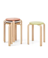 Sugift Set of 4 Bentwood Stackable Stools Dining Stools with Round Tops