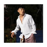 Campus Sutra Men's Chalk White Twisted Crease Shirt