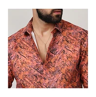 Campus Sutra Men's Sienna Brown Animal Print Shirt