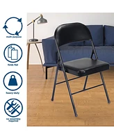 Sugift Outdoor/Indoor Black Vinyl Padded Folding Dining Chair (Set of 4)