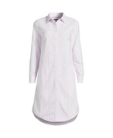 Lands' End Women's Oxford Long Sleeve Button Front Shirt Dress
