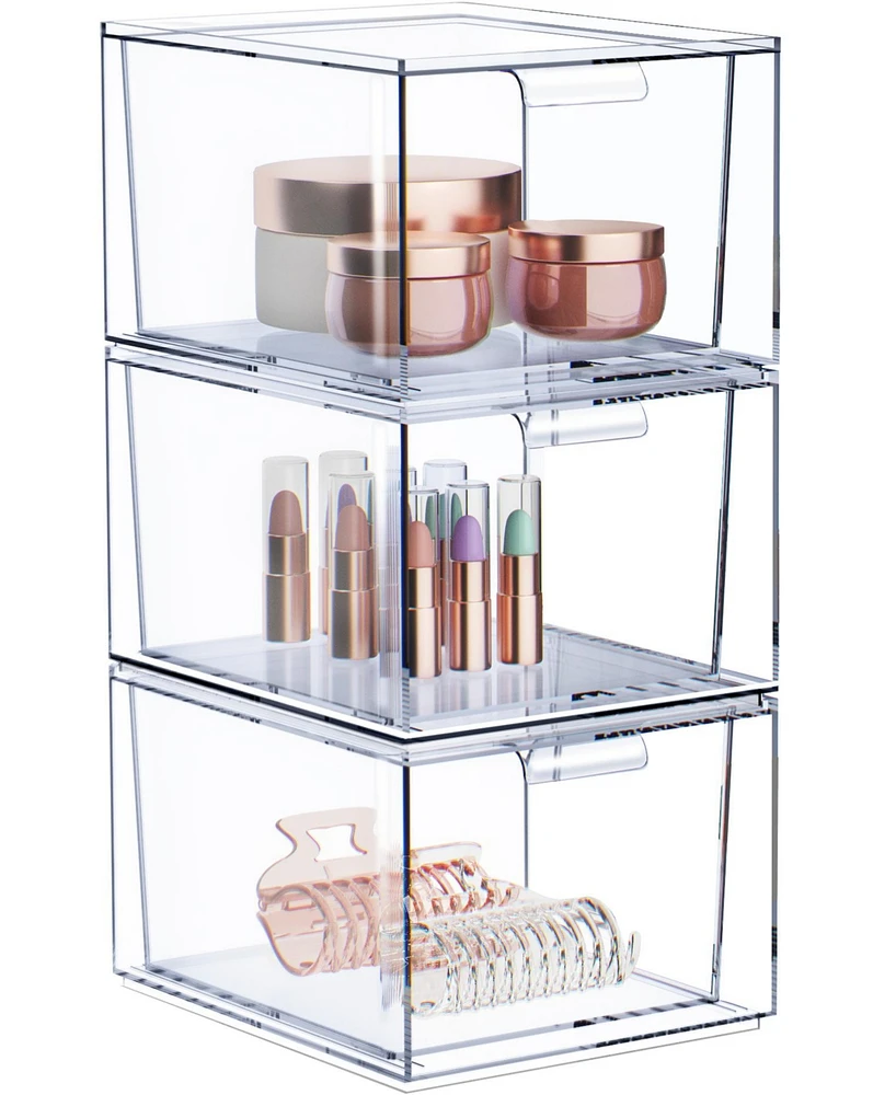 Sorbus Pack Clear Stackable Acrylic Drawer Makeup Organizers - for Vanity, Bathroom, Under Sink, Cabinets, Jewelry