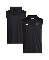 Adidas Men's Black Washington Huskies 2024 Sideline Hoodie Sleeveless Shirt