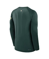 Nike Men's Green Oakland Athletics Authentic Collection Game Time Raglan Performance Long Sleeve T-Shirt