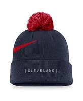 Nike Men's Navy Cleveland Guardians Swoosh Peak Cuffed Knit Hat with Pom