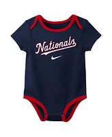 Nike Baby Boys and Girls Washington Nationals Authentic Collection Three-Pack Bodysuit Set