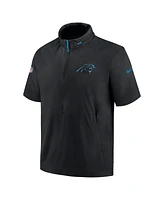 Nike Men's Black Carolina Panthers 2024 Sideline Coach Short Sleeve Half-Zip Hoodie Jacket