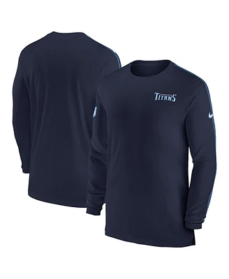 Nike Men's Navy Tennessee Titans Sideline Coach Uv Performance Long Sleeve T-Shirt