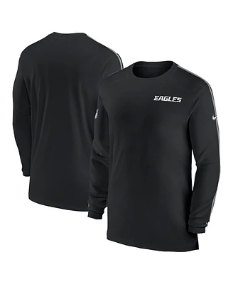 Nike Men's Black Philadelphia Eagles Sideline Coach Uv Performance Long Sleeve T-Shirt