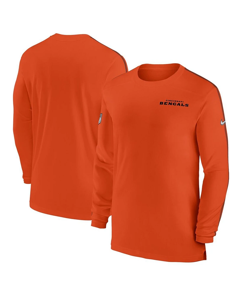 Nike Men's Cincinnati Bengals Sideline Coach Uv Performance Long Sleeve T-Shirt