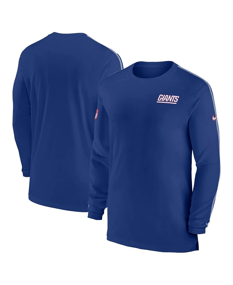 Nike Men's Royal New York Giants Sideline Coach Uv Performance Long Sleeve T-Shirt