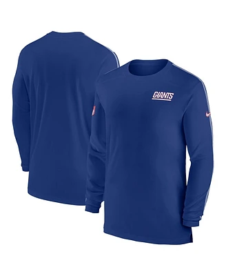 Nike Men's Royal New York Giants Sideline Coach Uv Performance Long Sleeve T-Shirt