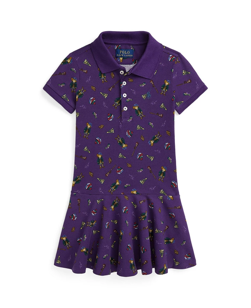 Polo Ralph Lauren Toddler And Little Girls Bear Stretch Mesh Dress