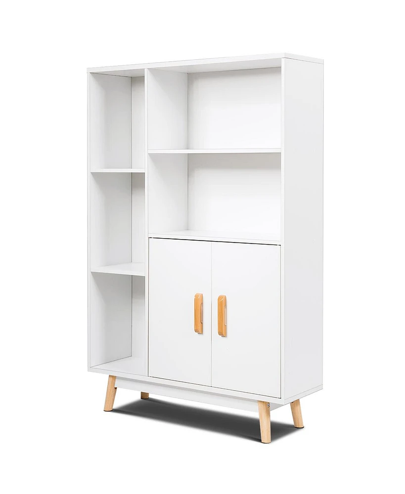 Sugift Free Standing Pantry Cabinet with 2 Door Cabinet and 5 Shelves