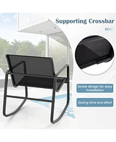 Vebreda 4 Piece Patio Rocking Set with Glass-Top Table