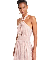 Guess Women's Angel Plisse Halter-Neck Evening Gown