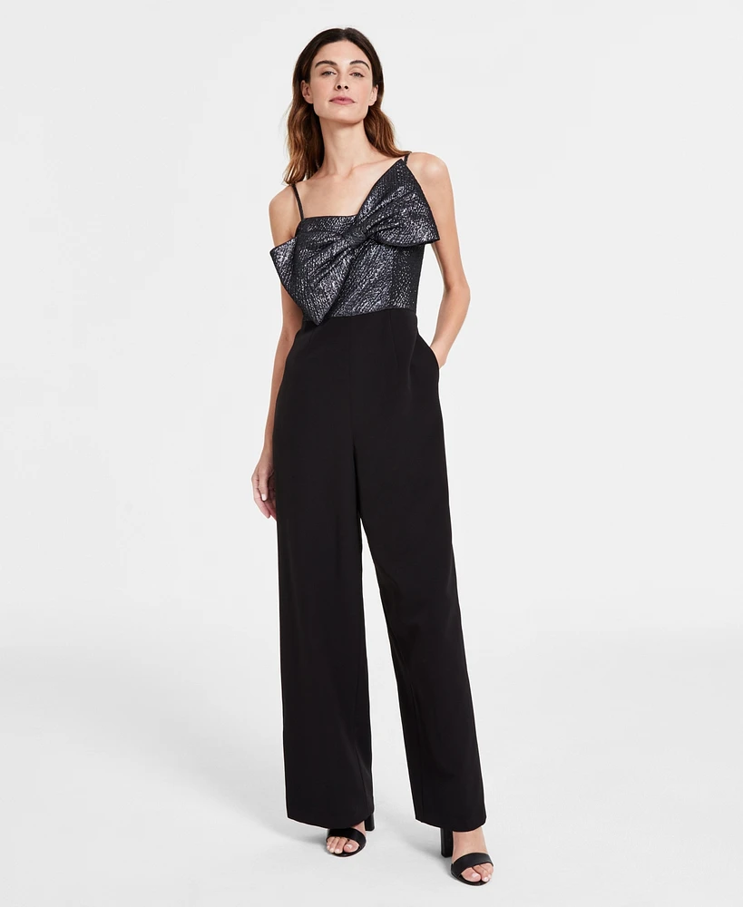 Anne Klein Women's Oversized Bow Jacquard Bodice Jumpsuit