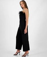 Sam Edelman Women's Strapless Feather-Trim Jumpsuit