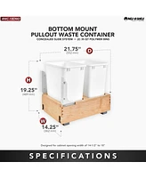 Rev-a-Shelf Double 35 Quart Maple Bottom Mount Pullout Waste Container,4WC-18DM2