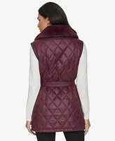 Calvin Klein Women's Quilted Faux-Fur Collar Vest