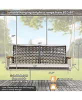 Sugift 2-Person Rattan Hanging Porch Swing Chair