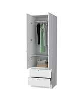 Fm Furniture Tall Mayer Wardrobe in Melamine with Two Doors and Two Drawers