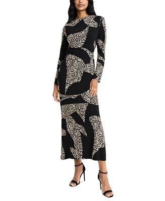 Donna Morgan Women's Printed Long Sleeve Maxi Dress