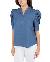 Fever Women's Ruched Sleeve Top