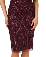 Adrianna Papell Women's Surplice-Neck Dolman-Sleeve Sequin Dress