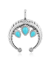 American West Jewelry Sterling Silver and Pear Cut Turquoise Gemstone Rope Naja Pendant Enhancer