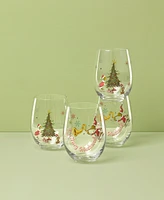 Lenox Grinchmas Stemless Wine Glasses, Set of 4