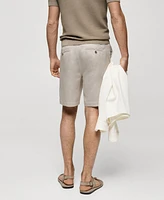 Mango Men's Linen 7.48" Cord Shorts