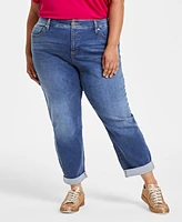 I.n.c. International Concepts Plus Slim Tech Rolled-Cuff Boyfriend Jeans, Created for Macy's