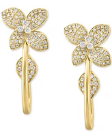 Effy Diamond Flower Pave Hoop Earrings (5/8 ct. t.w.) in 14k Gold